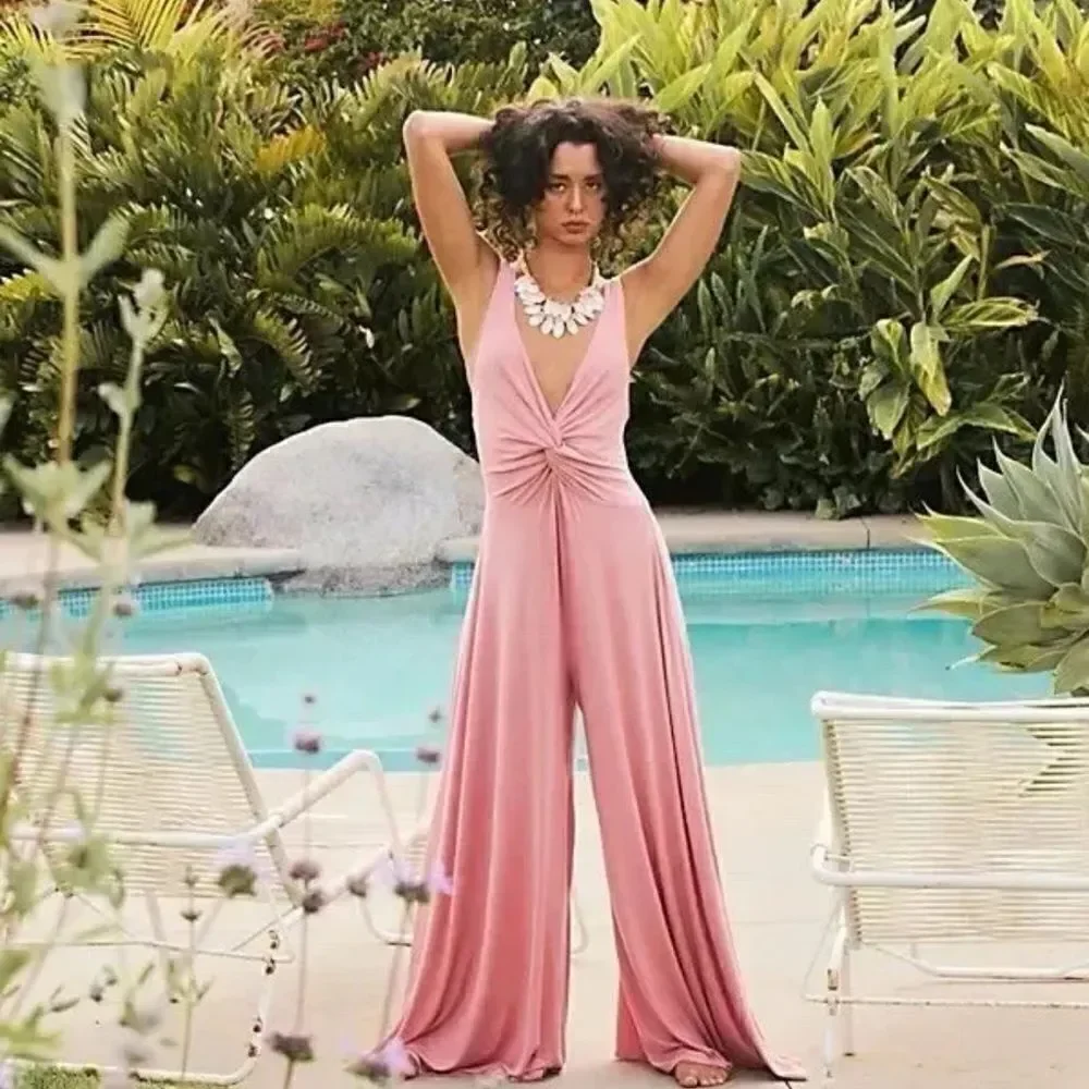 Free People Beach Harlow Wide Leg One Piece Jumpsuit Women's